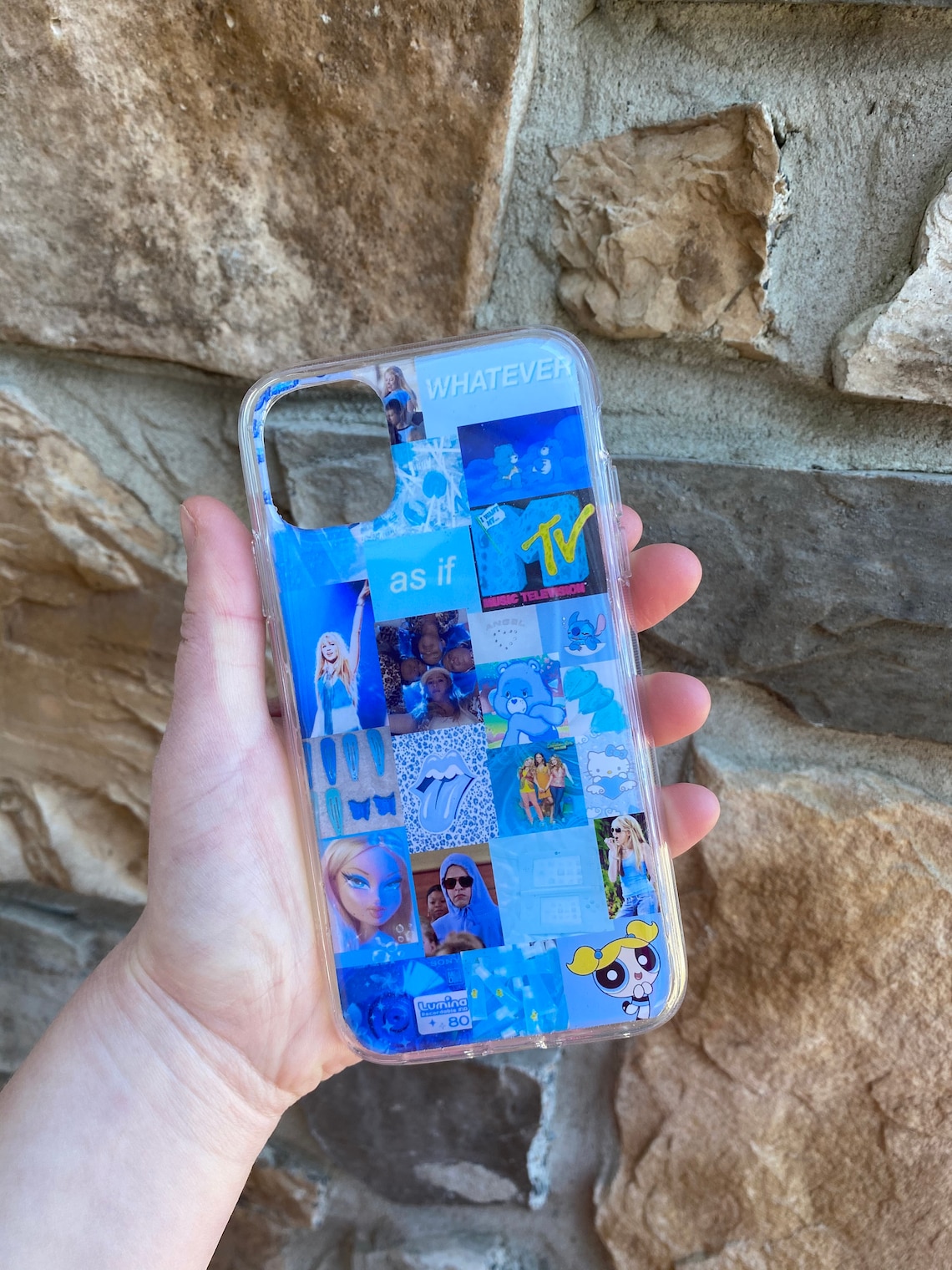 Blue Y2K Custom Collage Phone Case Etsy