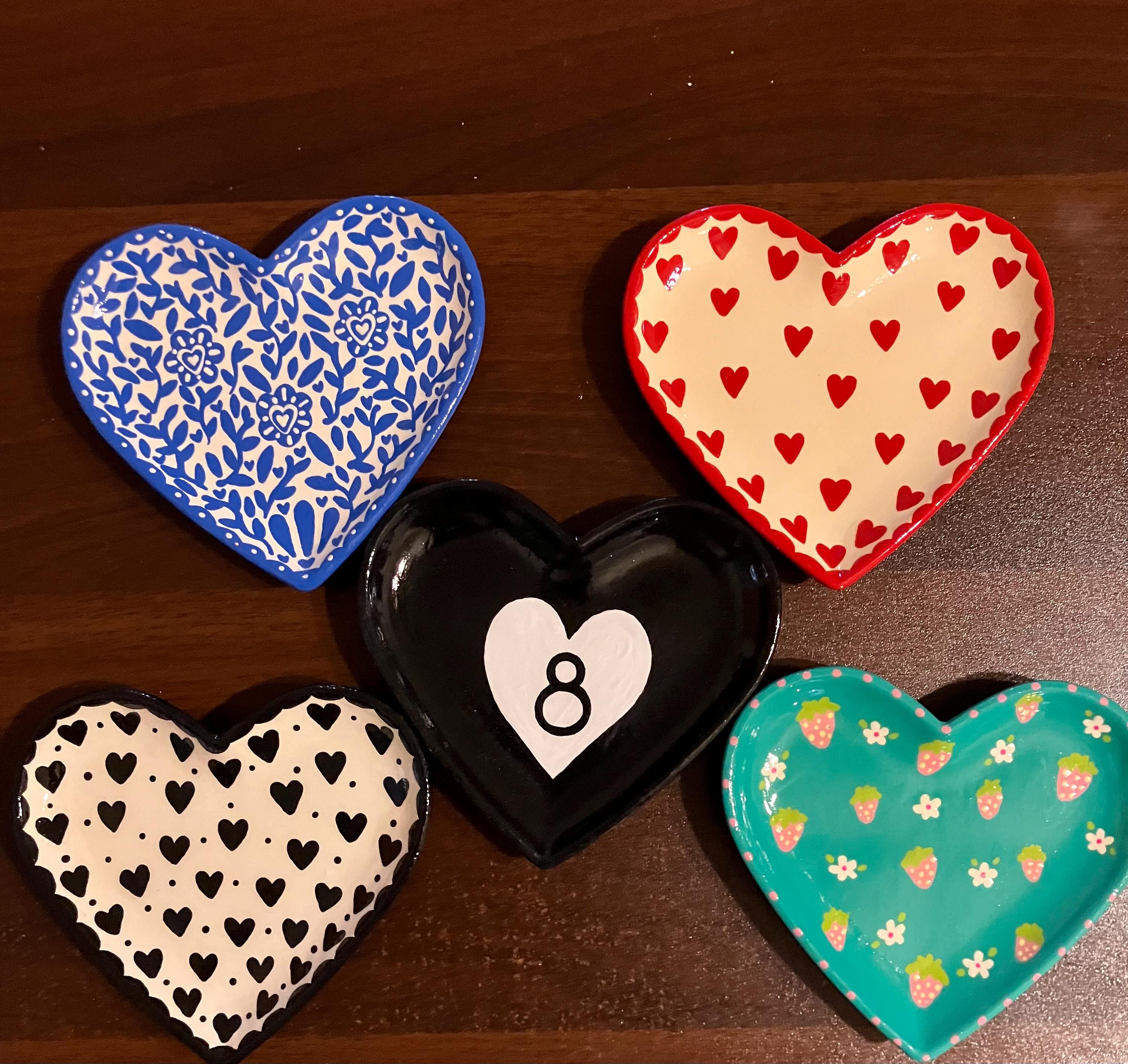 Heart Shaped Trinket Jewelry Dish Colorful Handmade Hand