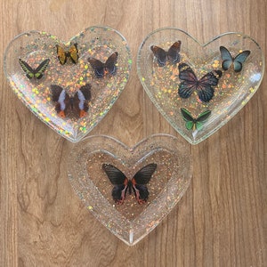 Trinket jewelry dish holder handmade made out of resin butterflies