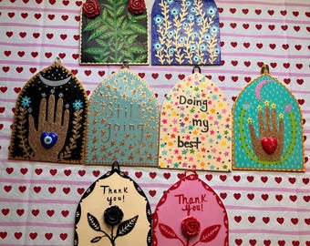 Hand painted wood plaque arch wall hangings