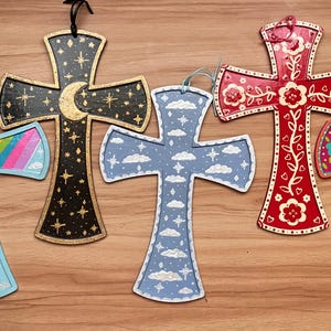 Hand painted small wood cross wall hanging decor
