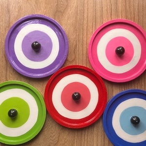 Round hand painted plaster incense stick holders evil eye colorful nazar hamsa