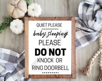 Baby Sleeping Sign Knock Softly Front Door Do Not Disturb - Etsy
