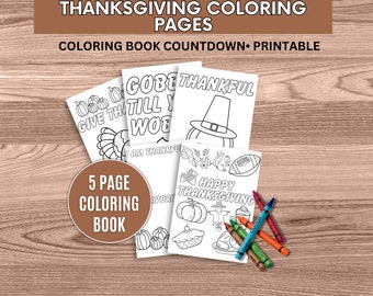 Páginas para colorear imprimibles de Acción de Gracias / 5 páginas para colorear de Acción de Gracias para niños / Páginas para colorear con temática de Acción de Gracias / Páginas para colorear de otoño