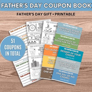 Father&#39;s Day Coupon Book for Dad | Coupon Book for Dad | Printable Gift for Dad | Perfect Gift for Dad | Digital Download Gift for Dad