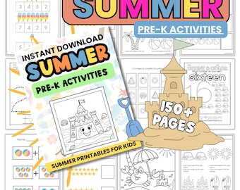 Summer Activities for Kids | Summer Printable Pre K Worksheets for Rising Kindergartener | Summer Camp Learning For Kids | Math Worksheets