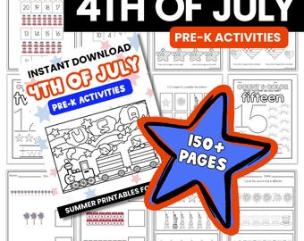 4th of July Activities for Kids | Homeschool Fourth of July Worksheets | Printables Pre K Homeschool | 4th of July Coloring | July 4 Packet