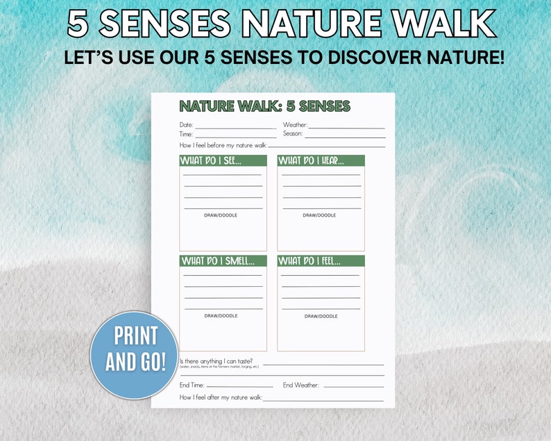 Nature Walk 5 Senses Work Nature Walk Activity for Kids 5 Senese for