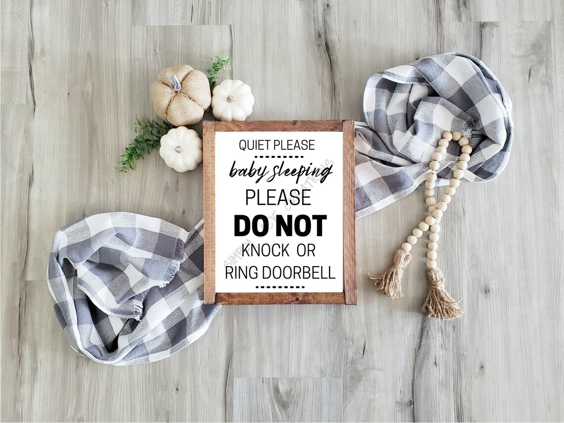 Quiet Baby Sleeping Sign, Sign for Newborn, Do Not Knock Baby Sign ...