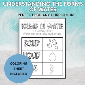 De vormen van wateractiviteit begrijpen | Kleurwerkbladen | Wateractiviteit voor kinderen | De verschillende vormen van water begrijpen afbeelding 2