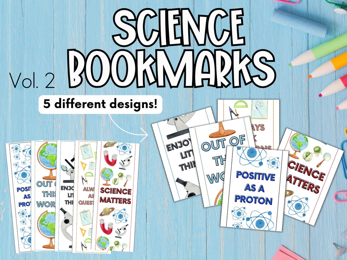 Back to School Science Bookmarks Volume 2printable Bookmarks Etsy