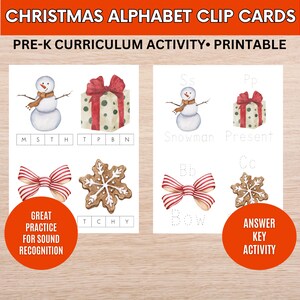 Christmas Themed Clip Cards | Alphabet Clip Cards | Preschool Curriculum Activity | Montessori Clip Cards | Beginning Sound Clip Cards | Dec