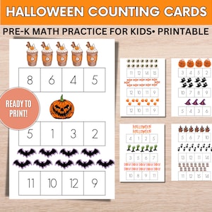 Halloween Counting Activity For Kids | Daycare Halloween Activity For Kids | Montessori Counting Cards | Printable Math Activity Homeschool