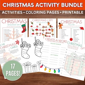 Christmas Activity Bundle | Christmas Printable | Christmas Themed Games | 16 Activities | Christmas Activity Pack | Coloring Book Included