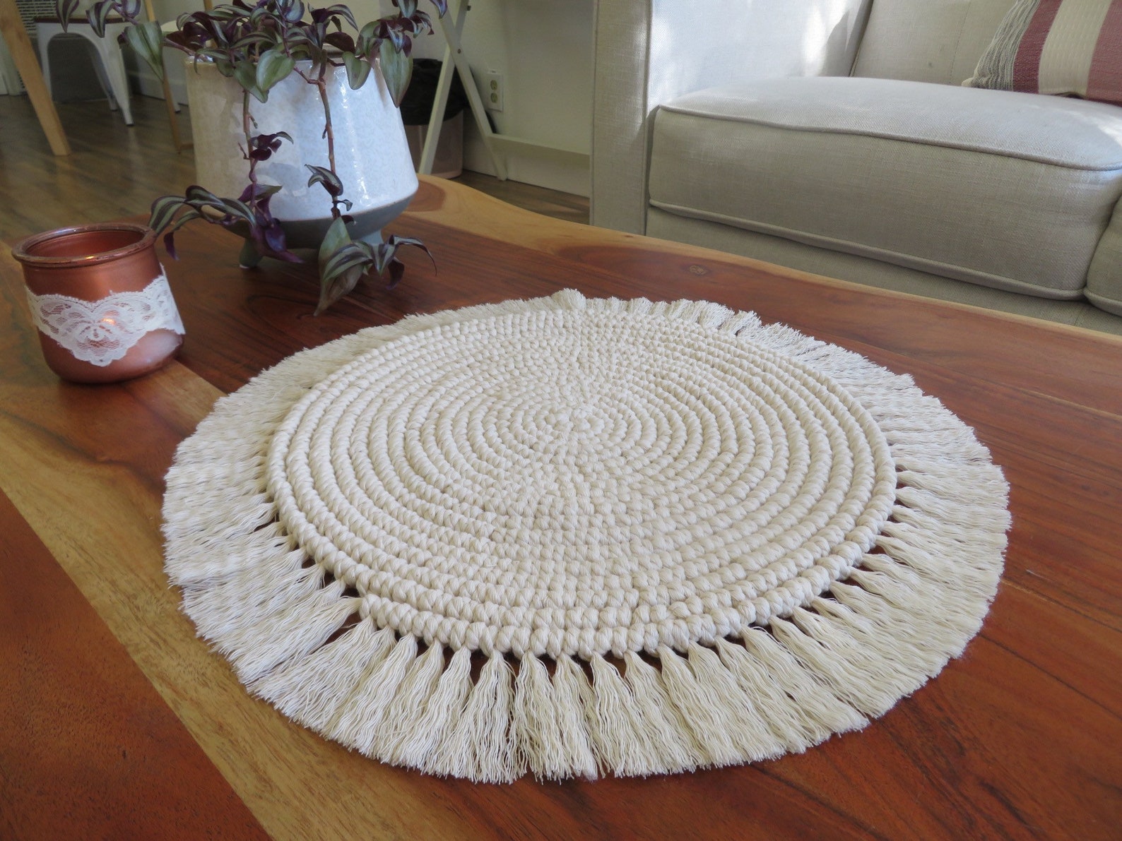 Boho macrame placemats set of round placemats 13 Etsy