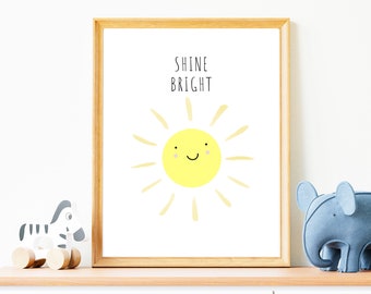 Nursery Wall Art, Sunshine, Shine Bright, Digital Download, Printable, Single Print
