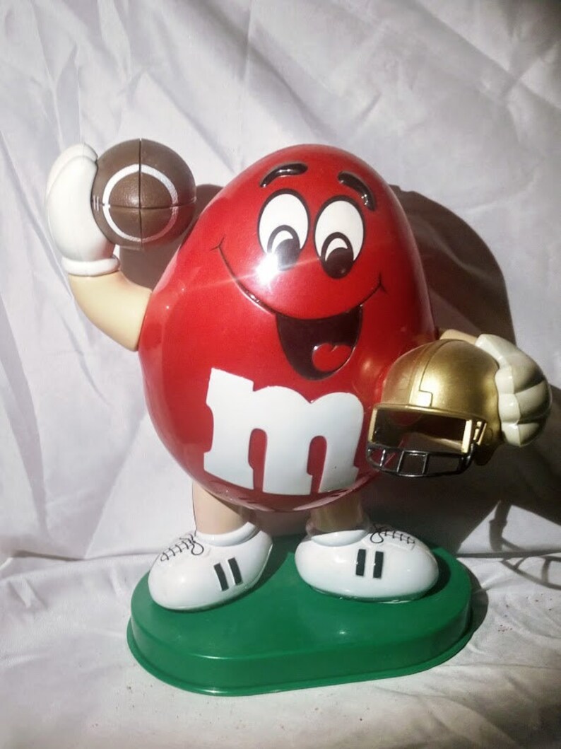 M&M's Candy Dispenser/Mr.Red Playing Football/1995 Etsy