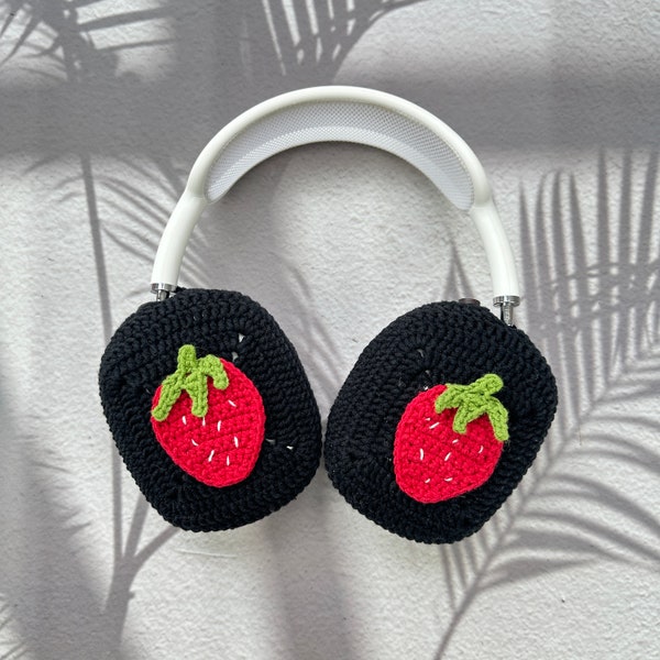 Crochet strawberry Airpods Max Headphone Covers, Strawberry Design , Cute AirPod Max case, Custom AirPod Max Headphone Covers,Handmade,Gifts