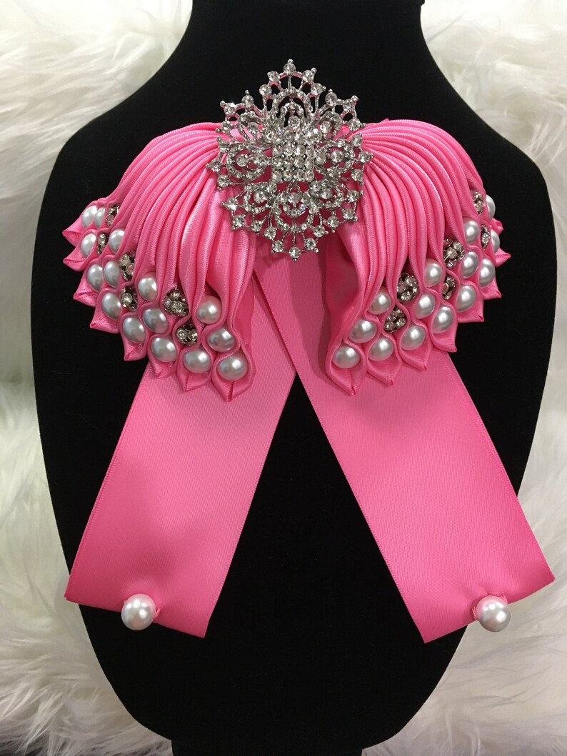 Pink Satin Bow Tie Brooch
