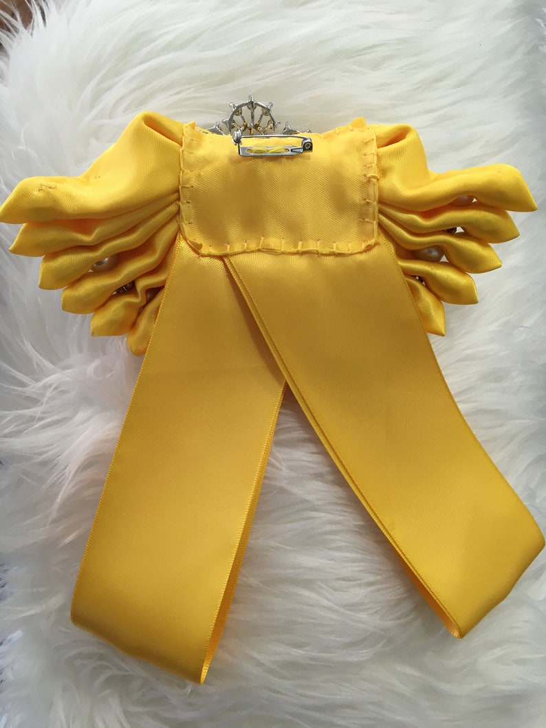 Satin Yellow Bow Tie Brooch