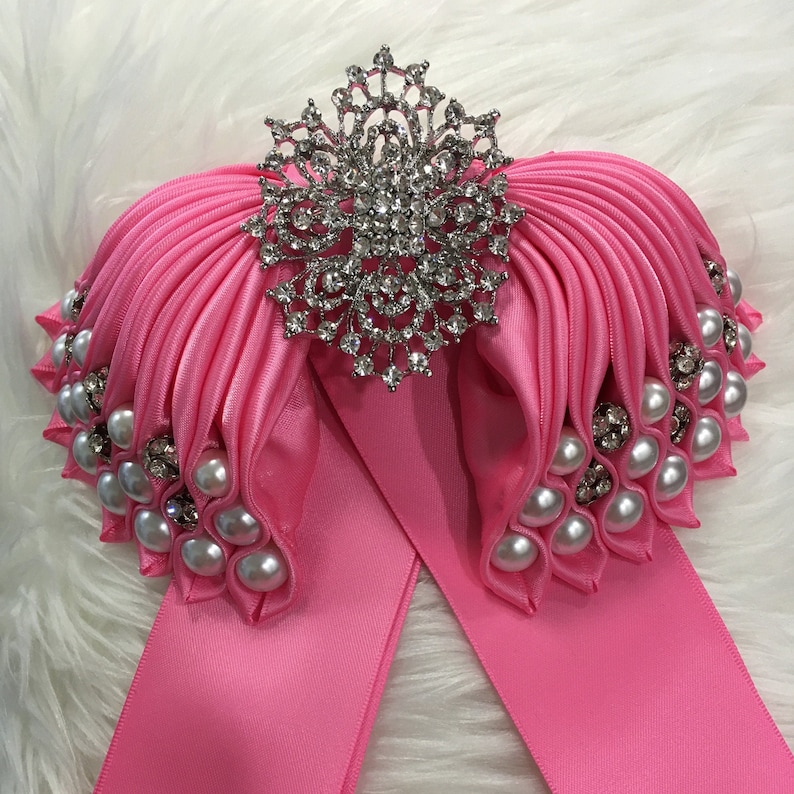 Pink Satin Bow Tie Brooch