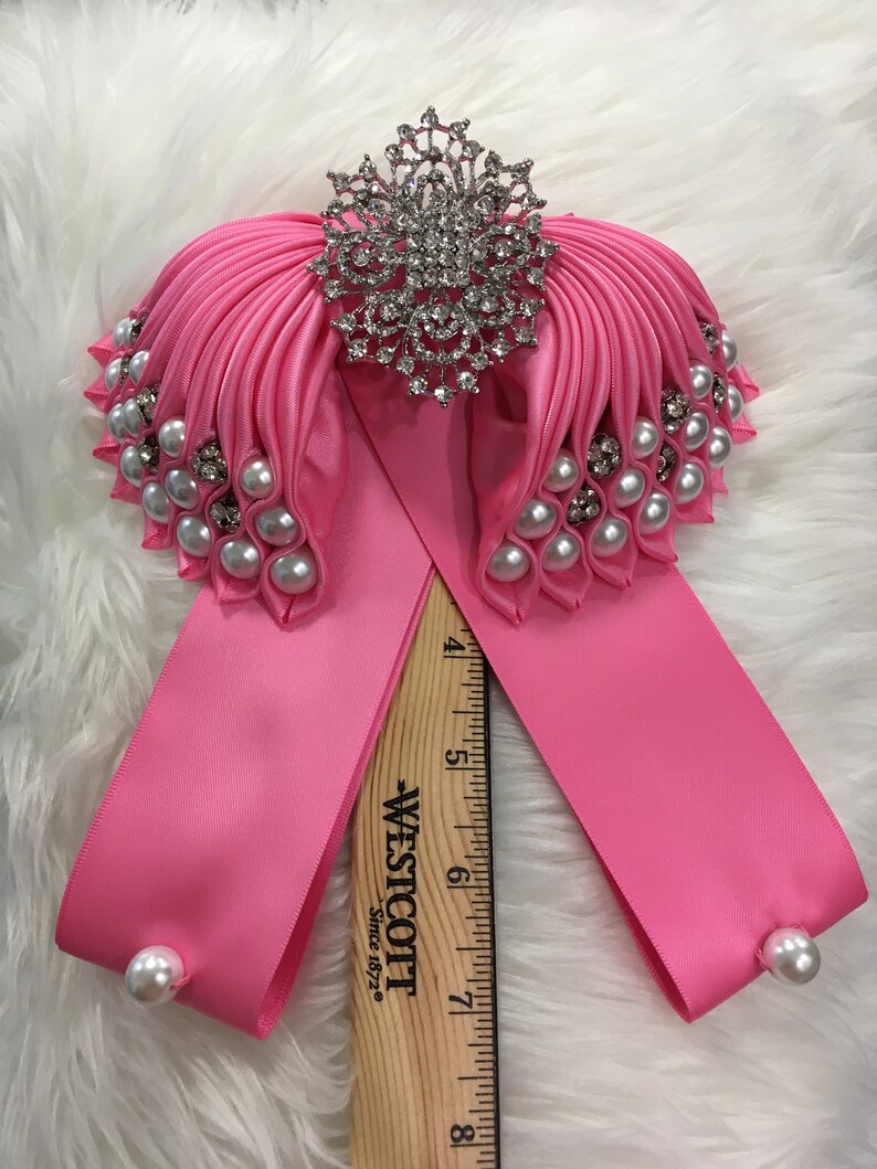Pink Satin Bow Tie Brooch