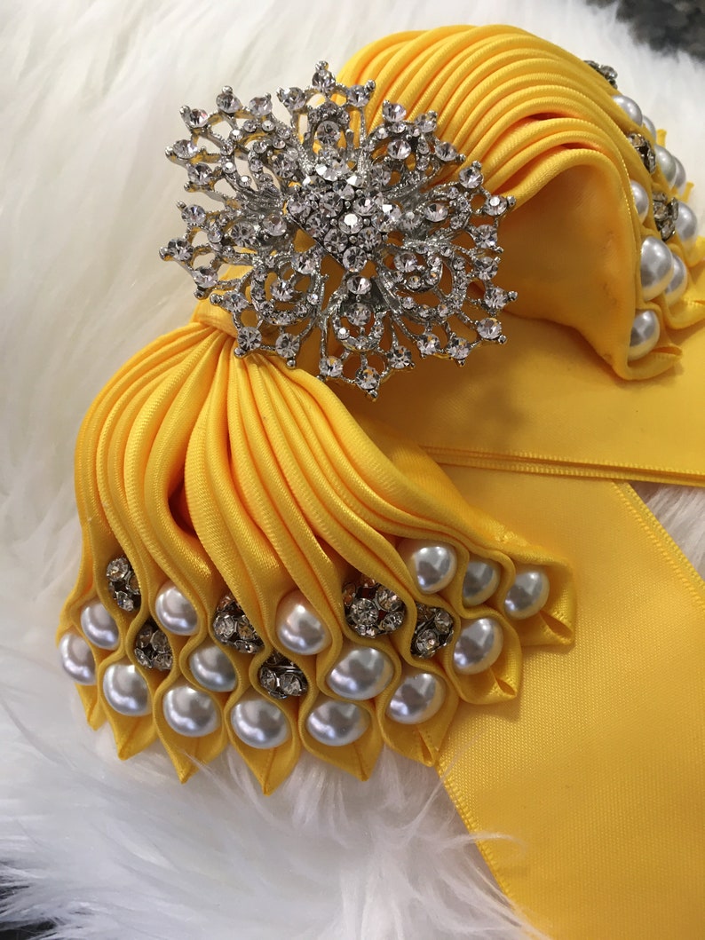 Satin Yellow Bow Tie Brooch