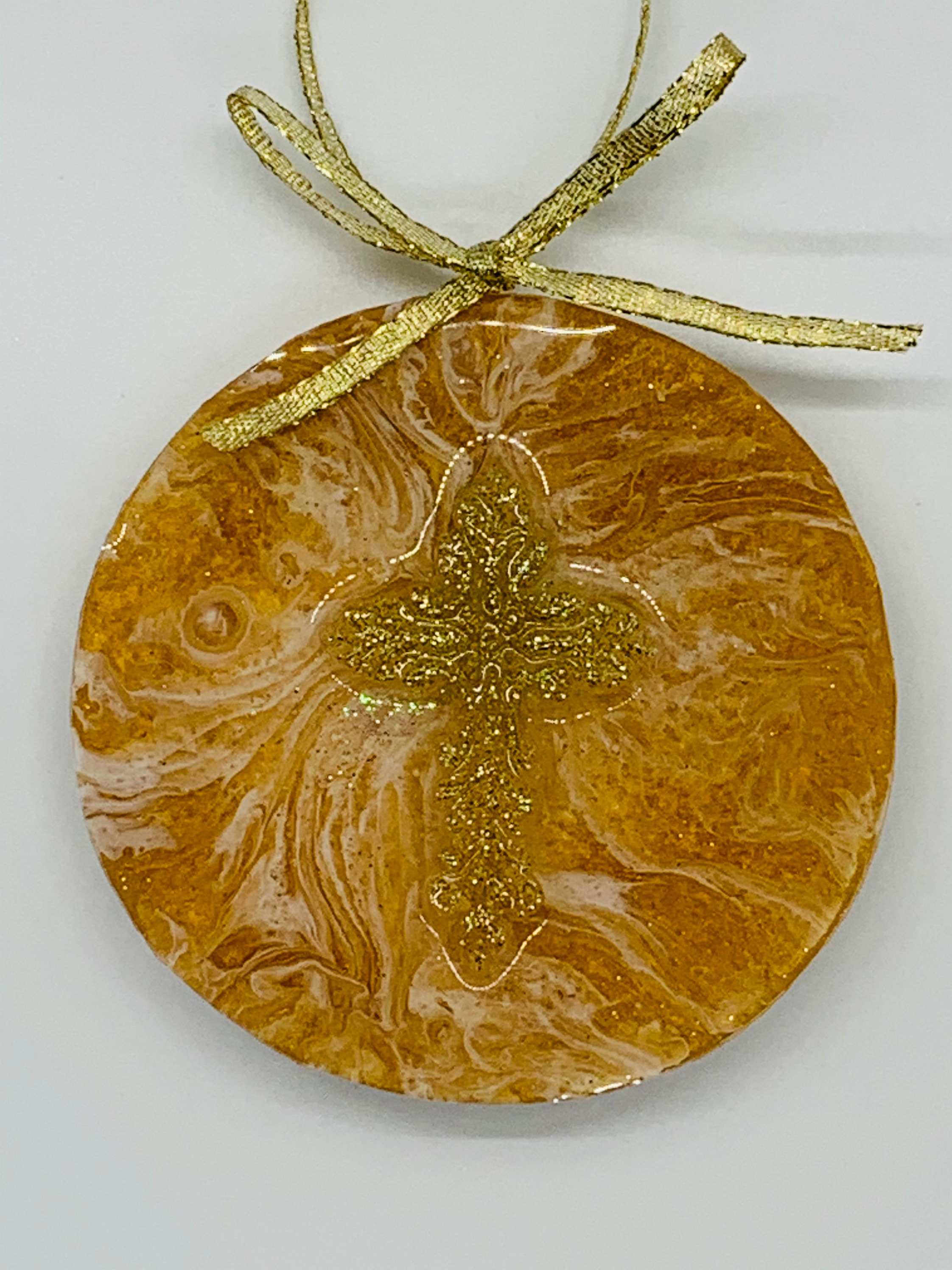 Gold Cross Ornament Resin Ornament Tree Ornament Ornament Decoration