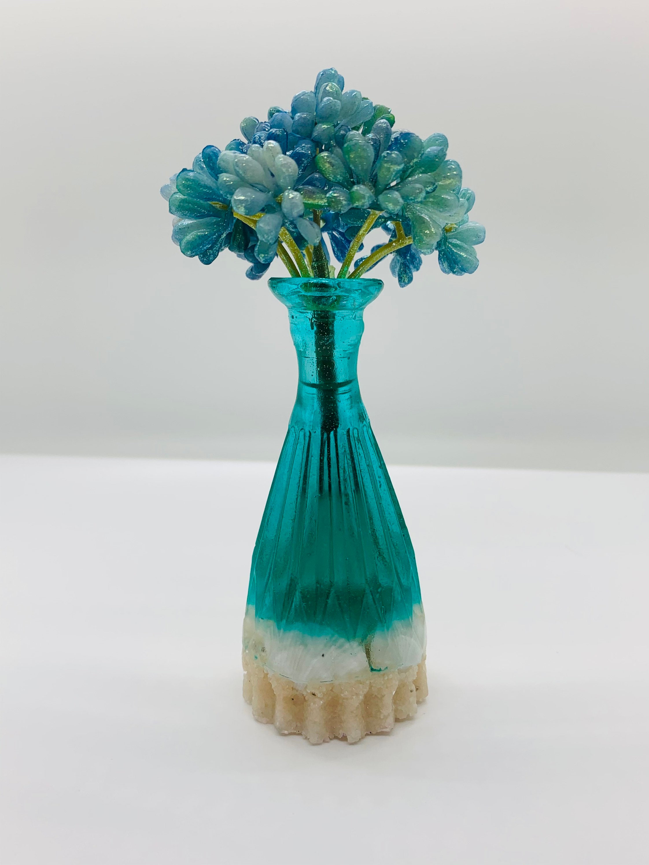 Emerald Ocean White Beach Vase Ocean Resin Vase Flower Vase Ocean