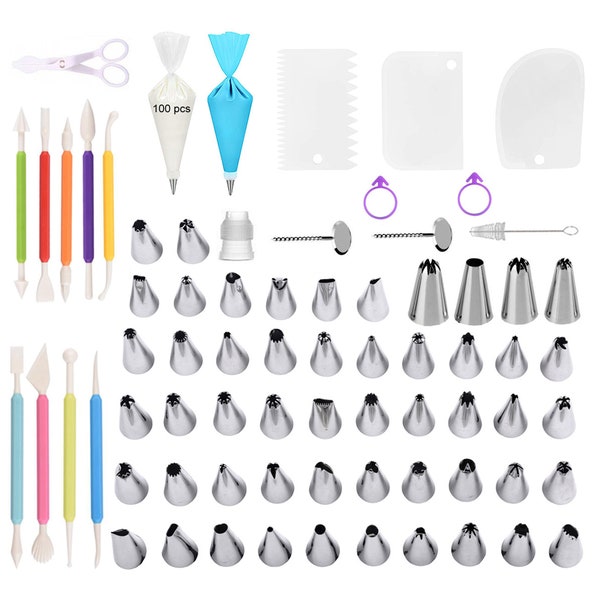 172 Pieces Baking Accessories Icing Tips Cakes Decorating Icing Nozzles Kitchen Set Piping Bags