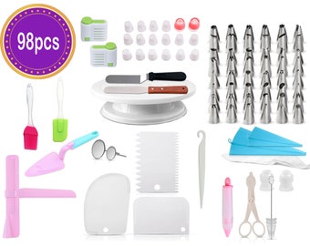 98 Pieces Kichen Baking Accessories Cupcake Cakes Decorating Bakery Tools Sets Piping Bags