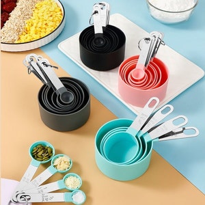 8pc Measuring Cup and Spoon Set: Stainless Steel Handle Baking Cooking Kit