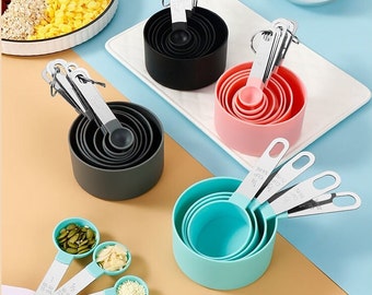 8pc Measuring Cup and Spoon Set: Stainless Steel Handle Baking Cooking Kit