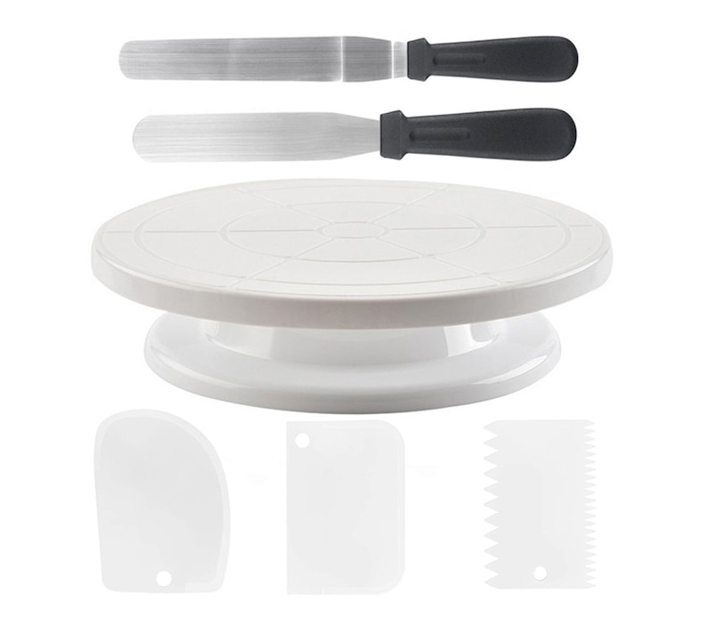 Cake Decorating Kit Turntable Spatulas Scrapers  6Piece Set