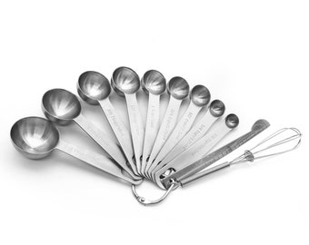 11 Piece Measuring Spoon Set 430 Grade Stainless Steel For Kitchen Cooking and Baking