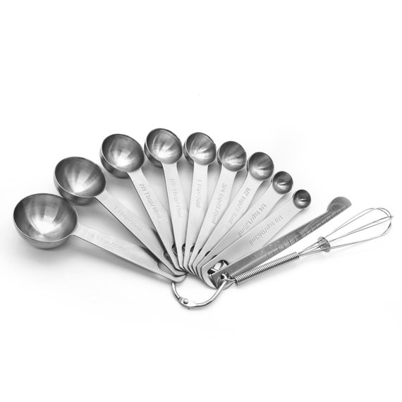 Double Couple 12 PCS Measuring Cups and Spoons Set Stackable Metal  Measuring Spoons and Cups in 18/8 Stainless Steel Transparent Measuring Cup  and