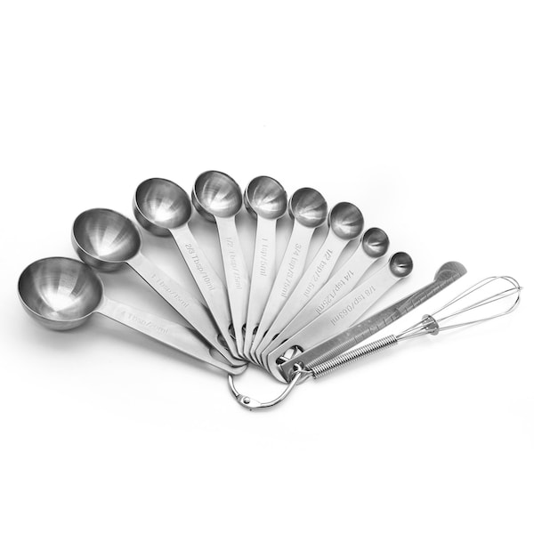 11 Piece Measuring Spoon Set 430 Grade Stainless Steel For Kitchen Cooking and Baking
