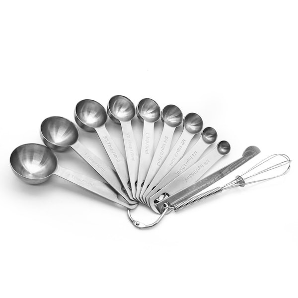 11-teiliges Messlöffel-Set aus 430er Edelstahl für die Küche, Kochen und Backen