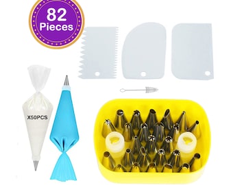 82 Pieces Nozzles Icing Tips Cakes Decorating Set Kitchen Baking Accessories Piping Bags
