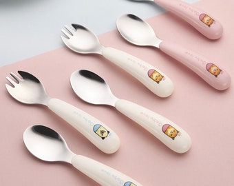Spoon & Fork Travel Set with Plastic Carry Case for Baby Toddler Dining Made By 304 Stainless Steel
