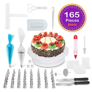 165-Piece Set Cake Decorating Supplies Tips Kits Stainless Steel Baking Supplies Icing Tips with Piping Pastry Bags Baking Tools Accessories