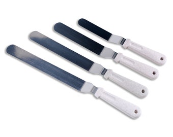 4 Pcs Cake Cookie Decorating Baking Icing Smoothening Angled Icing Spatula Set of 6' 8' 10' 12' Inch Blade and Slip-Resistant Plastic Handle