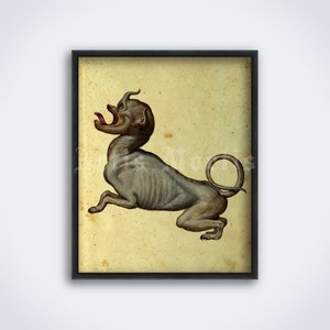 Freaky dog, monster - medieval bestiary art, Ulisse Aldrovandi, animal, beast, creature, cryptid, print, poster (DIGITAL DOWNLOAD)