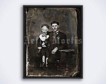 Lieutenant Herman and scary ventriloquist dummy photo, 1800s vintage print, poster (DIGITAL DOWNLOAD)