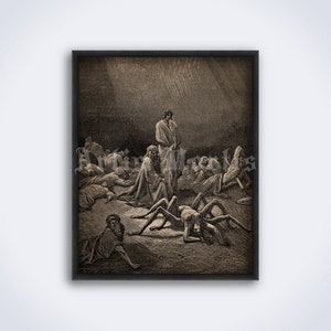 Arachne monster, human spider illustration for Dante&#39;s Purgatory by Gustave Dore, vintage print, poster (DIGITAL DOWNLOAD)