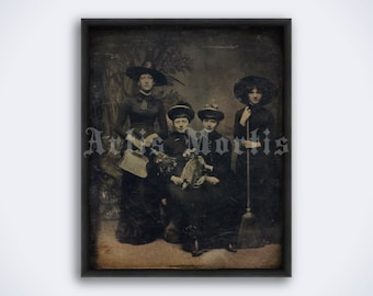 Aquelarre de cuatro brujas, aquelarre: foto, impresión y póster de Halloween victoriano (DESCARGA DIGITAL)