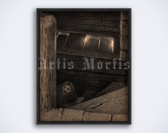 Plague On The Stairs by Theodor Kittelsen – Pesta, Black Death art, print, poster (DIGITAL DOWNLOAD)