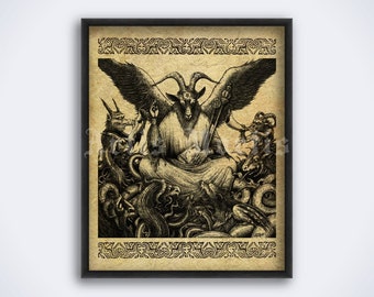 Satan with Demons, Baphomet, Devil – vintage satanic art, print, poster (DIGITAL DOWNLOAD)