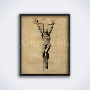 Crucified human body, creepy scary corpse – vintage medical art print, anatomy poster (DIGITAL DOWNLOAD)