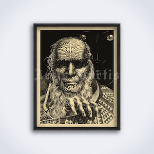 Tattooed Maori Shaman – ancient Polynesian shamanic folk tales art, mythology print, poster (DIGITAL DOWNLOAD)